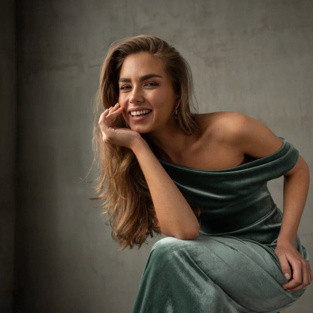 Jenny Yoo One-Shoulder Velvet Gown in Deep Green - Picture 3 of 7
